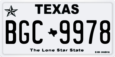TX license plate BGC9978