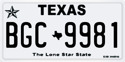 TX license plate BGC9981