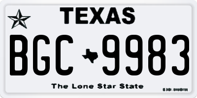 TX license plate BGC9983