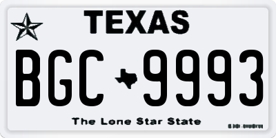 TX license plate BGC9993