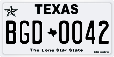 TX license plate BGD0042