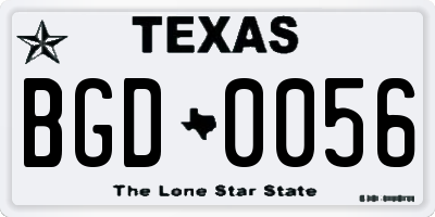 TX license plate BGD0056