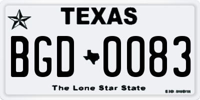 TX license plate BGD0083