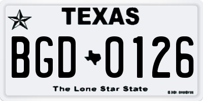 TX license plate BGD0126