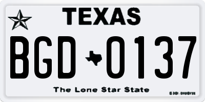 TX license plate BGD0137
