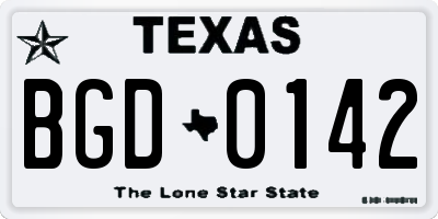 TX license plate BGD0142