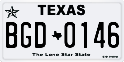TX license plate BGD0146
