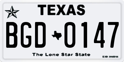 TX license plate BGD0147