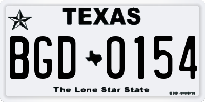 TX license plate BGD0154