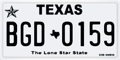 TX license plate BGD0159