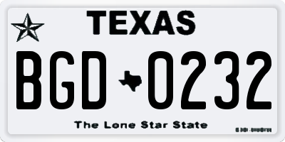 TX license plate BGD0232