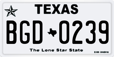 TX license plate BGD0239