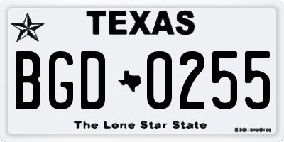 TX license plate BGD0255