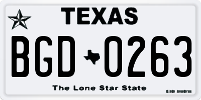 TX license plate BGD0263