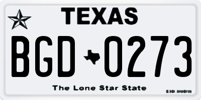 TX license plate BGD0273