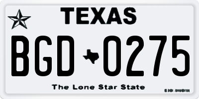 TX license plate BGD0275
