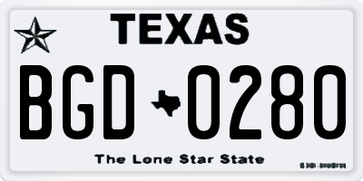 TX license plate BGD0280