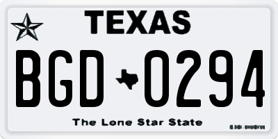 TX license plate BGD0294