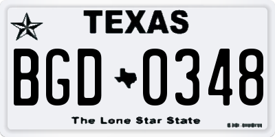 TX license plate BGD0348