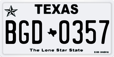 TX license plate BGD0357
