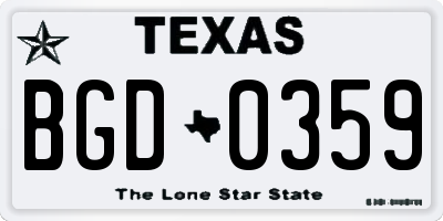 TX license plate BGD0359