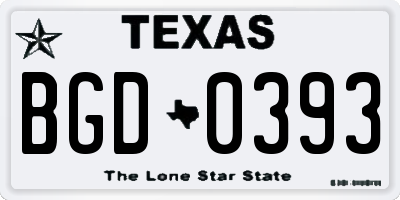 TX license plate BGD0393