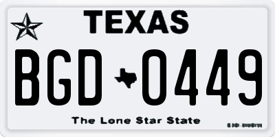 TX license plate BGD0449