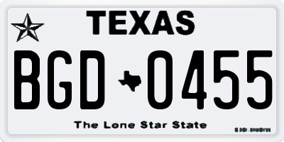 TX license plate BGD0455