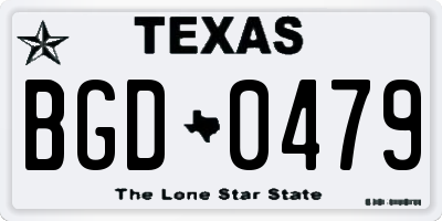 TX license plate BGD0479