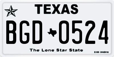 TX license plate BGD0524