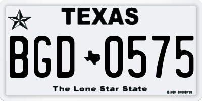 TX license plate BGD0575