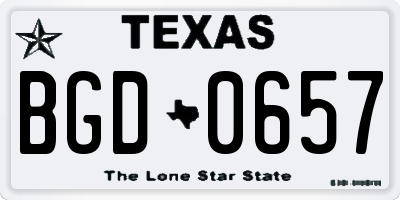 TX license plate BGD0657