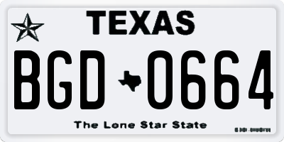 TX license plate BGD0664