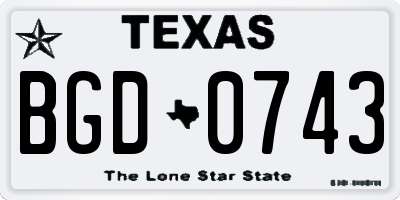 TX license plate BGD0743