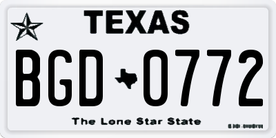 TX license plate BGD0772