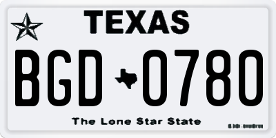 TX license plate BGD0780