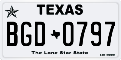 TX license plate BGD0797