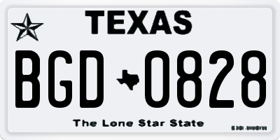 TX license plate BGD0828