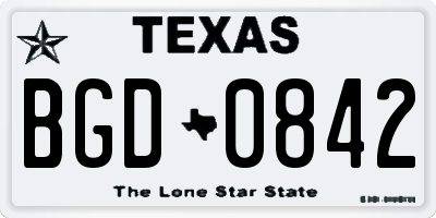 TX license plate BGD0842