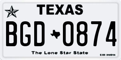 TX license plate BGD0874