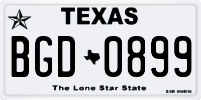 TX license plate BGD0899