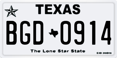 TX license plate BGD0914