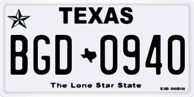 TX license plate BGD0940