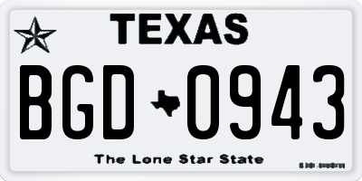 TX license plate BGD0943