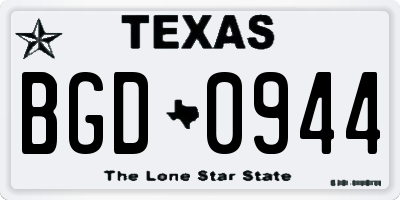 TX license plate BGD0944