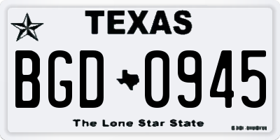 TX license plate BGD0945