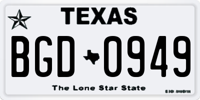 TX license plate BGD0949