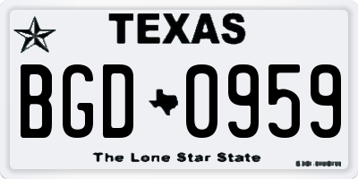 TX license plate BGD0959