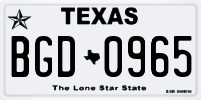 TX license plate BGD0965