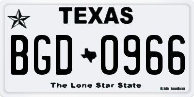 TX license plate BGD0966